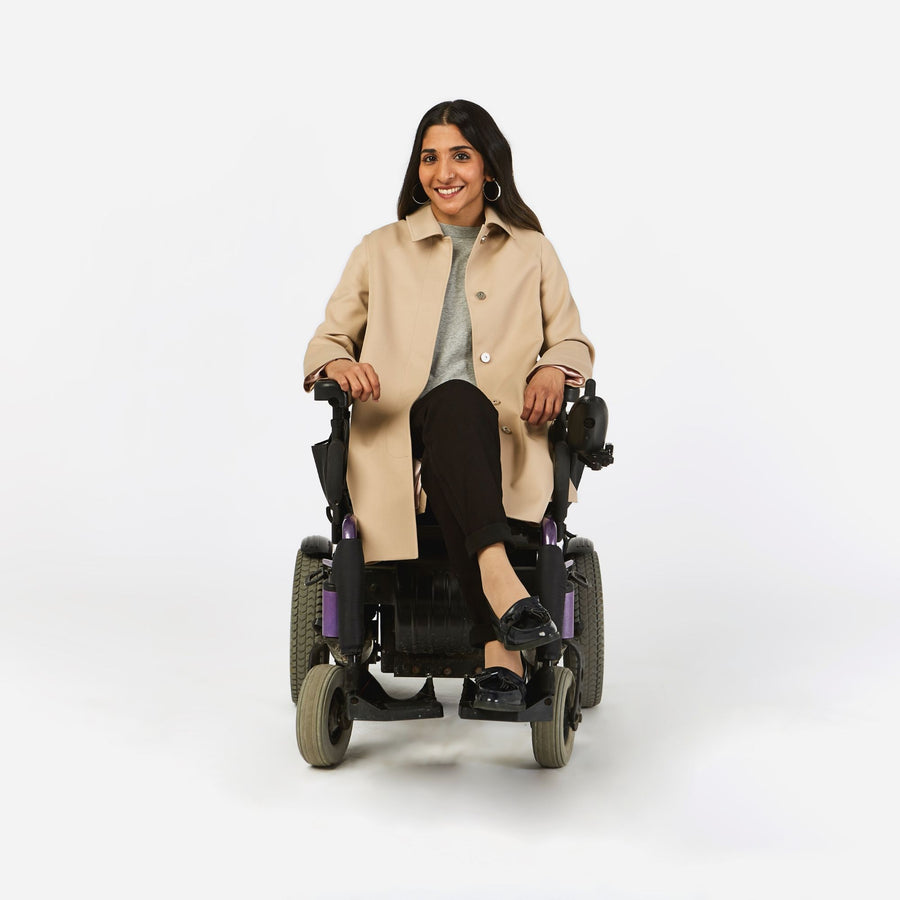 Dundas Slim leg stretch jean in a wheelchair cut