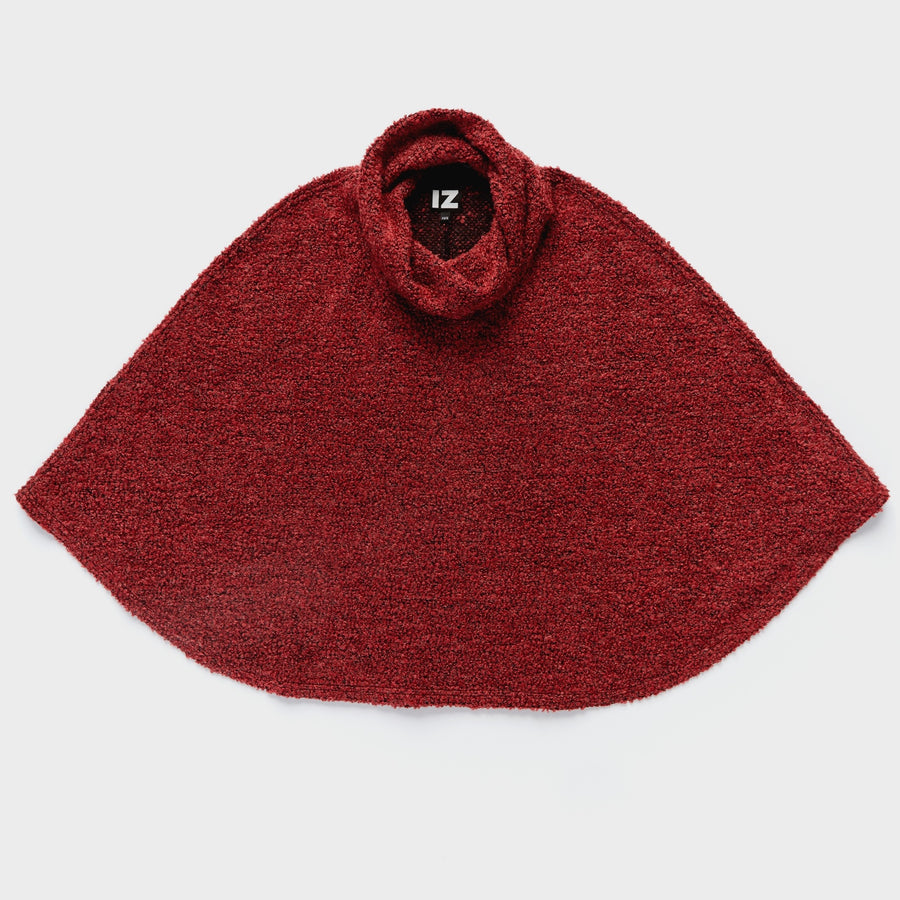 Cowl Neck Boucle Cape in Textured Wool Blend